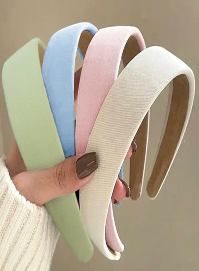Huachi Headbands for Women Non Slip 1 inch Wide Cute Headbands for Girls, Trendy Head Bands Elastic Hair Bands Fashion Hair Accessories for Women 4PCS - Image 1